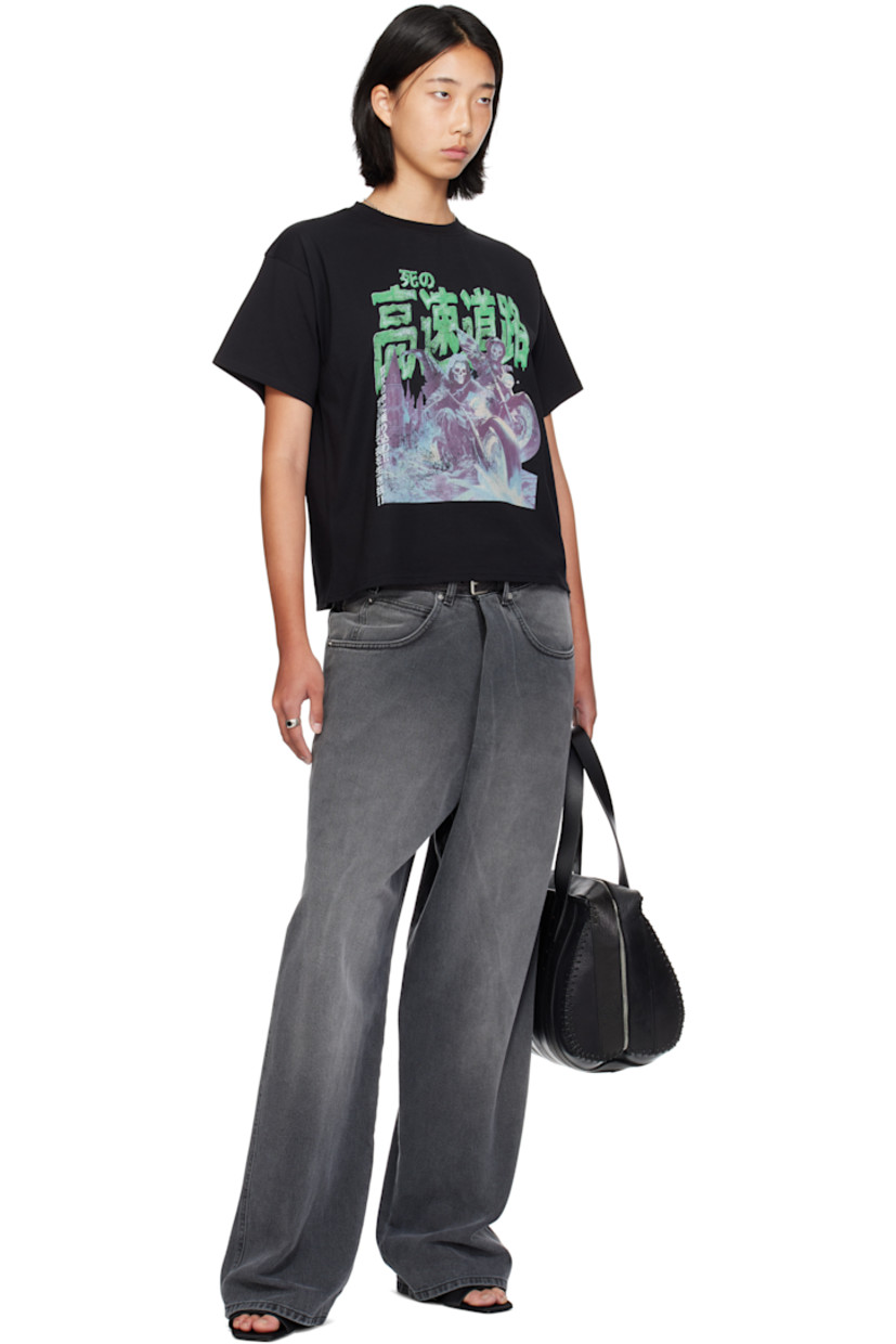 Cotton jersey T-shirt. 

· Rib-knit crewneck
· Text and graphic printed at front 

Supplier color: Black/Green ghost