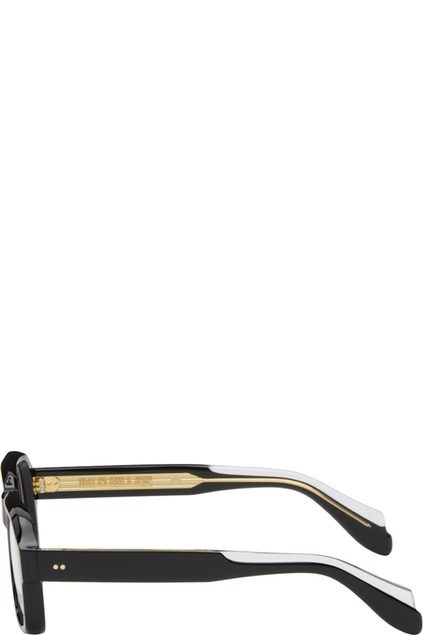 Handcrafted square acetate-frame optical glasses.

· Integrated nose pads
· Core wire at temples
· Includes pouch
· Size: 52.19 145

Supplier color: Black