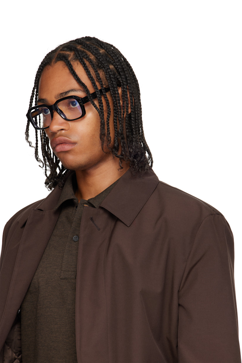 Handcrafted square acetate-frame optical glasses.

· Integrated nose pads
· Core wire at temples
· Includes pouch
· Size: 52.19 145

Supplier color: Black