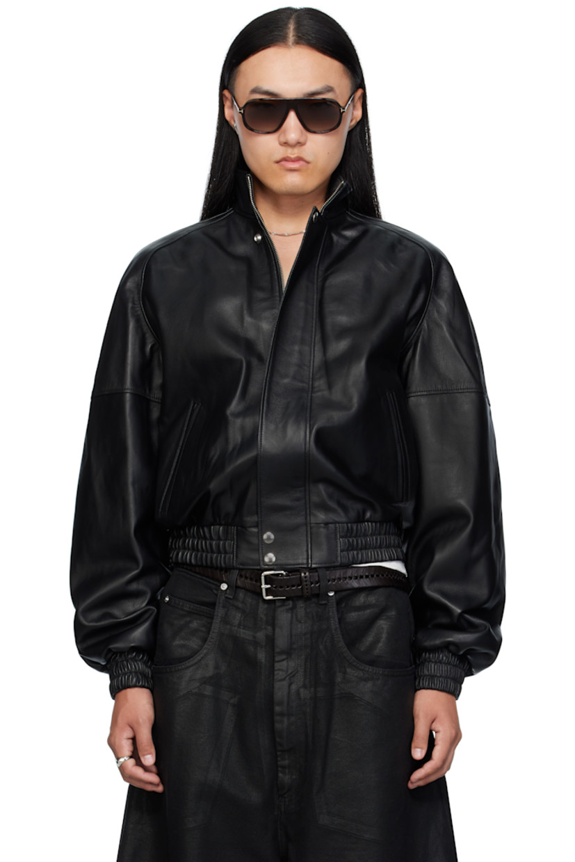 Grained nappa lambskin jacket. 

· Stand collar 
· Concealed zip closure and press-stud placket 
· Welt pockets at front 
· Elasticized hem and cuffs
· Dropped saddle shoulders
· Logo-woven cupro satin lining 

Supplier color: Black