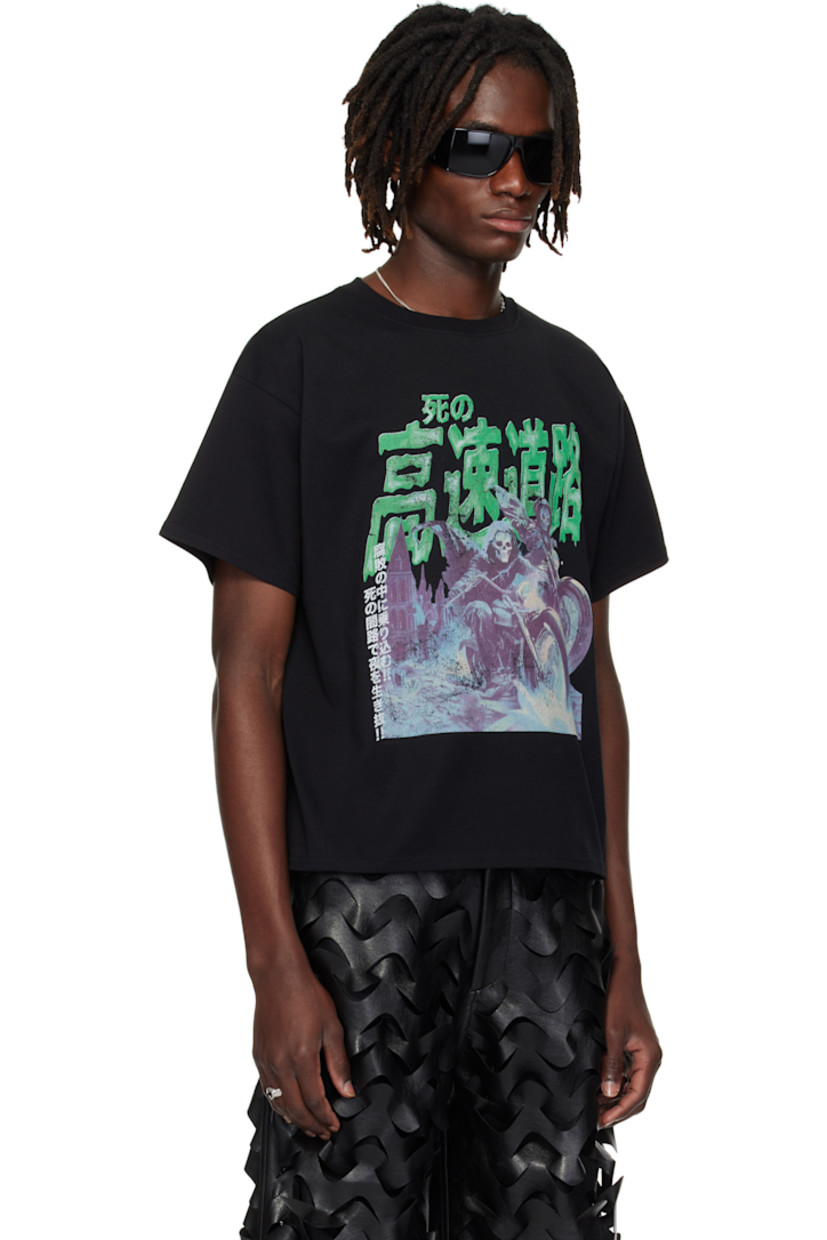 Cotton jersey T-shirt.

· Rib-knit crewneck
· Graphic printed at chest

Supplier color: Black/Green/Ghost Riders