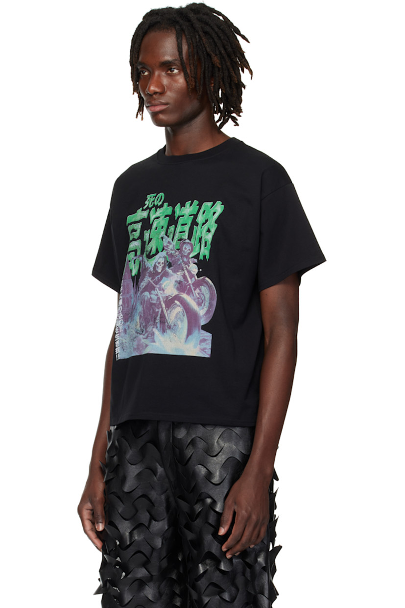Cotton jersey T-shirt.

· Rib-knit crewneck
· Graphic printed at chest

Supplier color: Black/Green/Ghost Riders