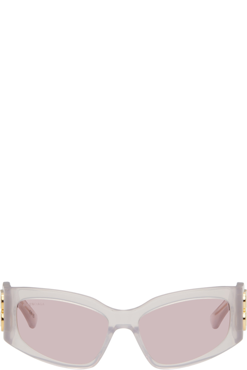 Cat-eye transparent Eastman Acetate Renew™-frame sunglasses in pink.

· Pink lenses
· Logo etched at lens 
· Integrated nose pads
· Logo hardware at hinges
· Exposed core wires
· Includes case
· Size: 57.17 145

Supplier color: White