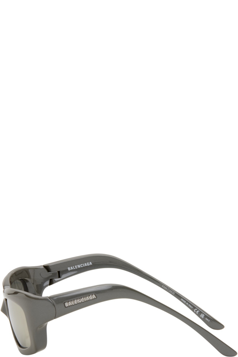 Rectangular injection-molded nylon-frame sunglasses in gray.

· Bio-based nylon
· Mirrored gray lenses
· Logo etched at lens
· Logo hardware at temples
· Includes case
· Size: 60.18 140

Supplier color: Grey/Grey/White