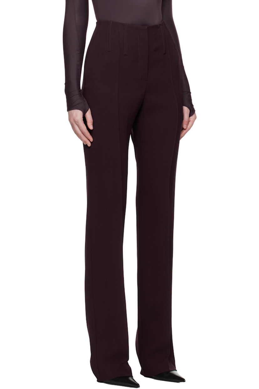 Plain-woven wool-blend trousers.

· Straight-leg 
· Two-pocket styling
· Zip fly 
· Boning at waist
· Creased legs

Supplier color: Burgundy