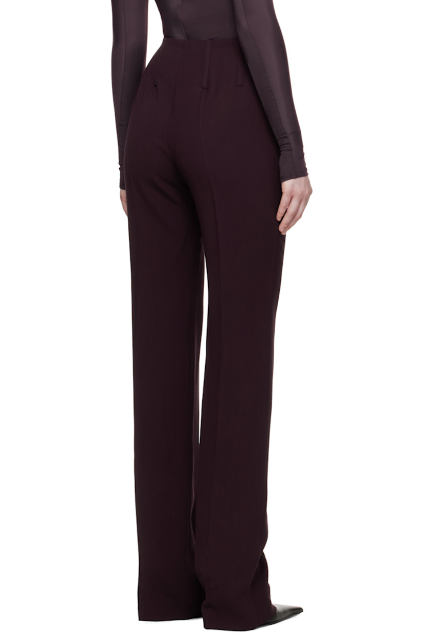 Plain-woven wool-blend trousers.

· Straight-leg 
· Two-pocket styling
· Zip fly 
· Boning at waist
· Creased legs

Supplier color: Burgundy