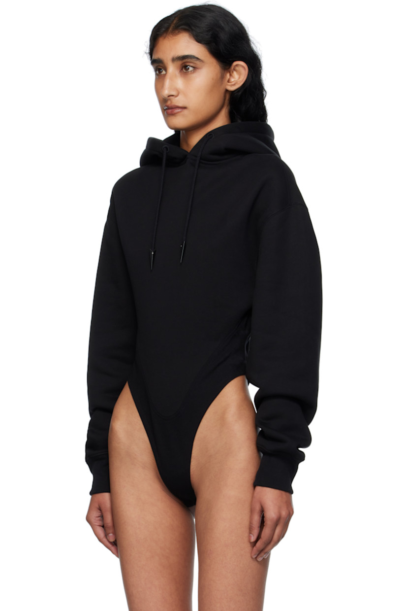 Organic cotton fleece and jersey bodysuit. 

· Drawstring with spiked aglets at hood
· Press-stud fastening at bottom 
· Dropped shoulders
· Rib-knit cuffs
· Logo plaque at back collar  

Supplier color: Black