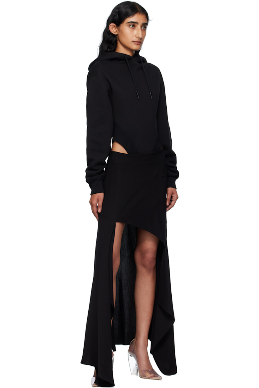 Organic cotton fleece and jersey bodysuit. 

· Drawstring with spiked aglets at hood
· Press-stud fastening at bottom 
· Dropped shoulders
· Rib-knit cuffs
· Logo plaque at back collar  

Supplier color: Black