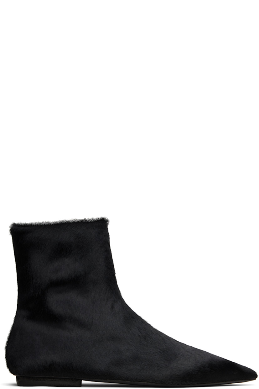 Ankle-high hair-on-leather boots in black.

· Pointed toe
· Zip closure at inner side
· Buffed leather lining
· Stacked leather heel with rubber injection
· Leather sole

Supplier color: Black