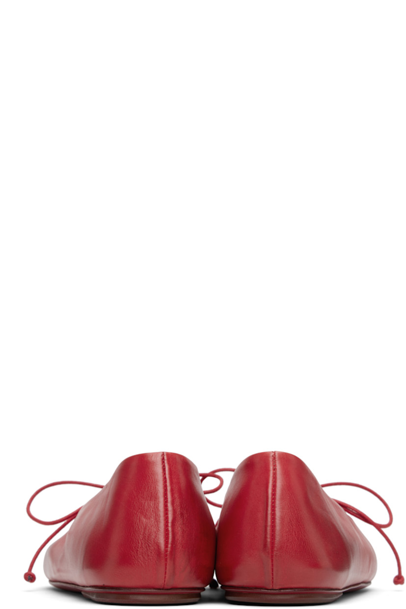Buffed leather ballerina flats.

· Pleats at lace-up closure
· Rubber heel 
· Leather sole

Supplier color: Red