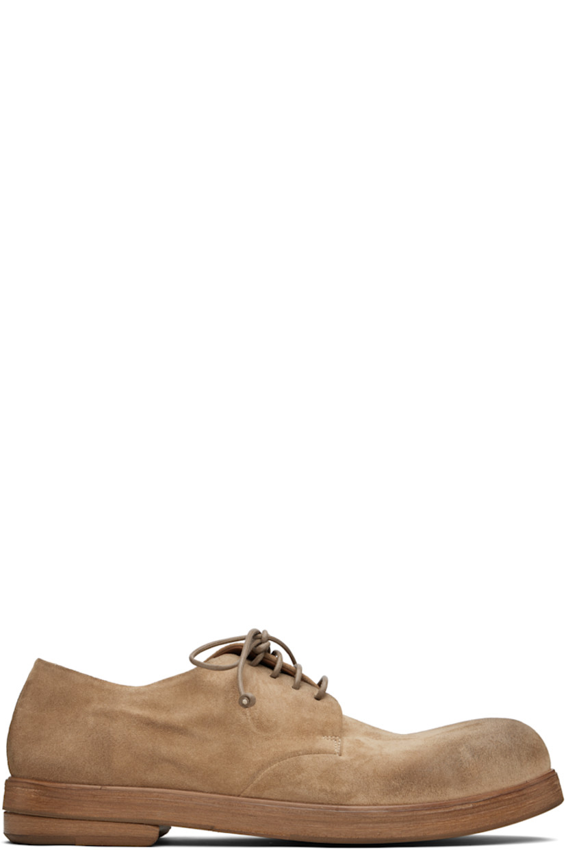 Suede derbys.

· Lace-up closure
· Buffed leather lining
· Stacked leather heel with rubber injection
· Leather sole with rubber injection

Supplier color: Hazelnut
