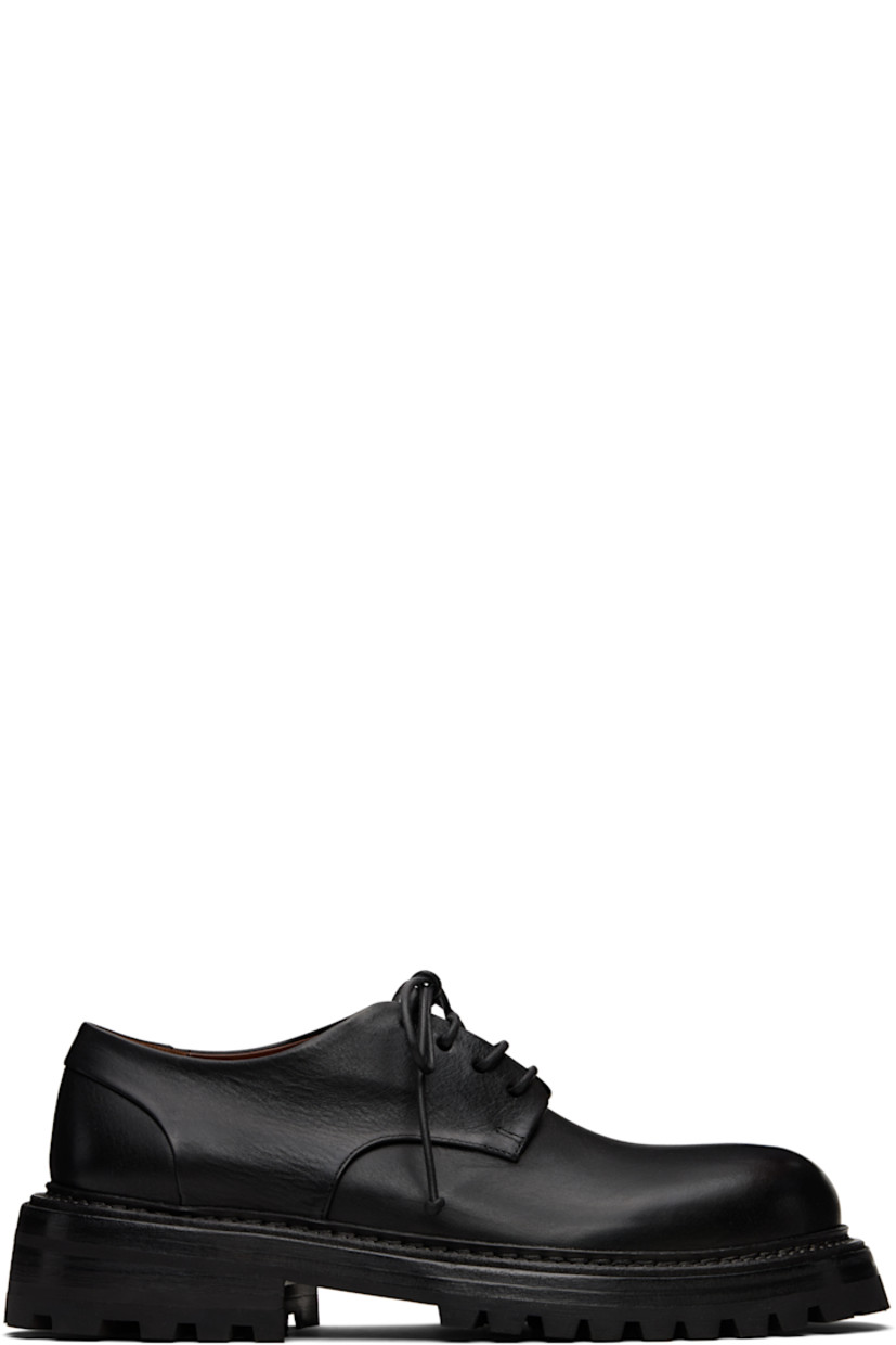 Grained leather derbys.

· Lace-up closure
· Buffed leather lining
· Topstitching at welt
· Stacked leather and rubber heel and midsole
· Treaded rubber sole

Supplier color: Black