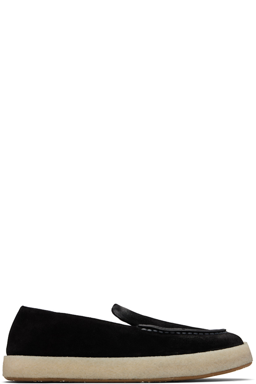 Suede slip-on loafers. 

· Stitching at moc toe
· Buffed leather and nubuck lining
· Crêpe-rubber midsole 
�· Rubber sole

Supplier color: Black
