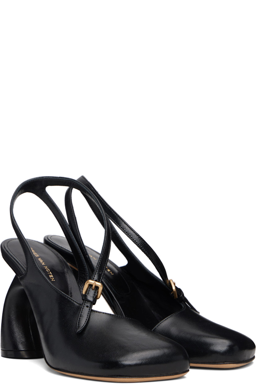 Buffed lambskin heels.

· Square toe
· Pin-buckle strap at vamp
· Covered comma heel with rubber injection
· Leather sole
· Heel: H3.25"

Supplier color: Black
