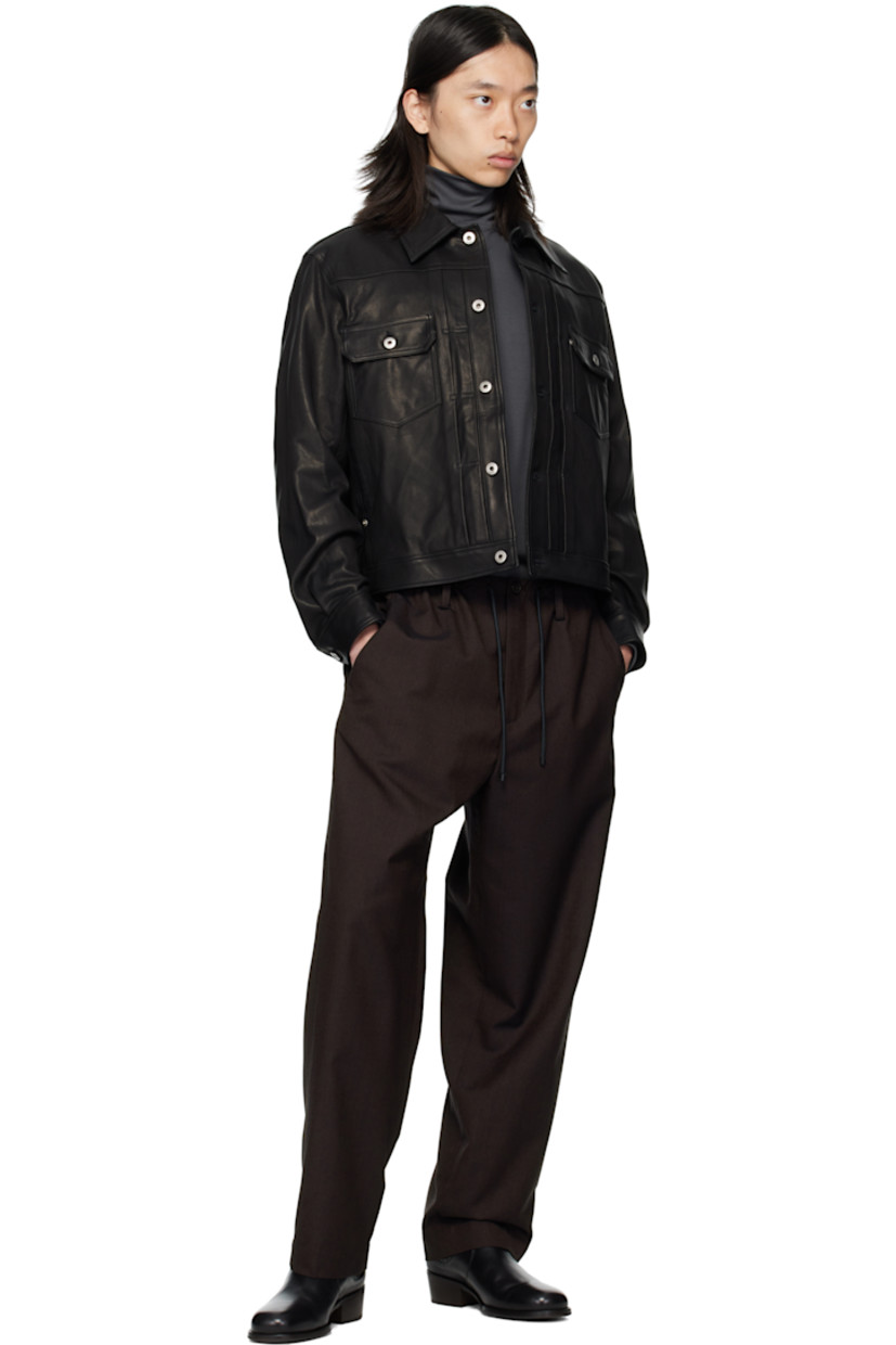 Wool canvas trousers.

· Drawstring and belt loops at elasticized waistband
· Three-pocket styling
· Zip fly

Supplier color: Dark brown