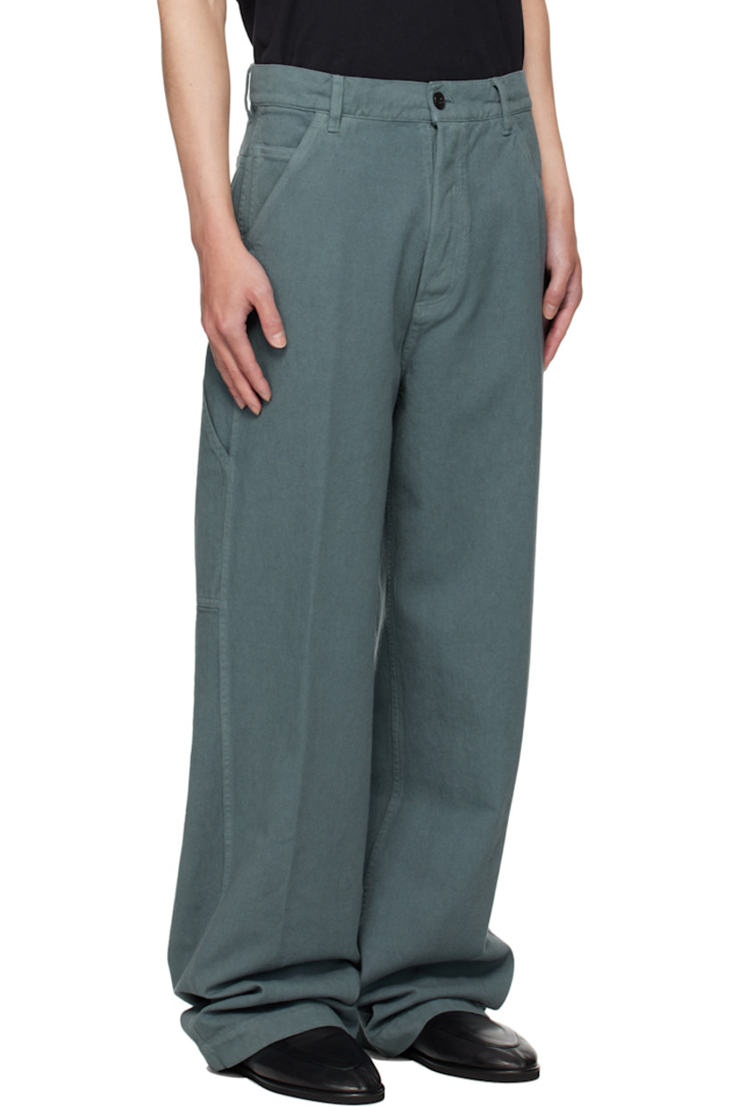 Overdyed cotton twill trousers.

· Belt loops
· Five-pocket styling
· Button fly
· Creased legs
· Patch pockets at back

Supplier color: Raf