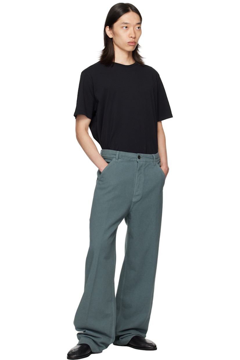 Overdyed cotton twill trousers.

· Belt loops
· Five-pocket styling
· Button fly
· Creased legs
· Patch pockets at back

Supplier color: Raf