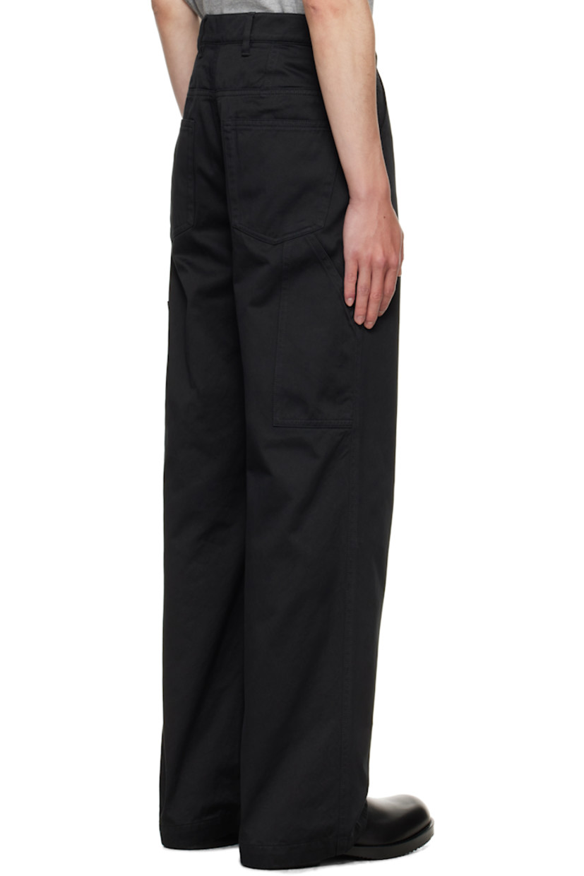 Cotton sateen trousers.

· Belt loops
· Five-pocket styling
· Button fly
· Patch pockets at back

Supplier color: Black