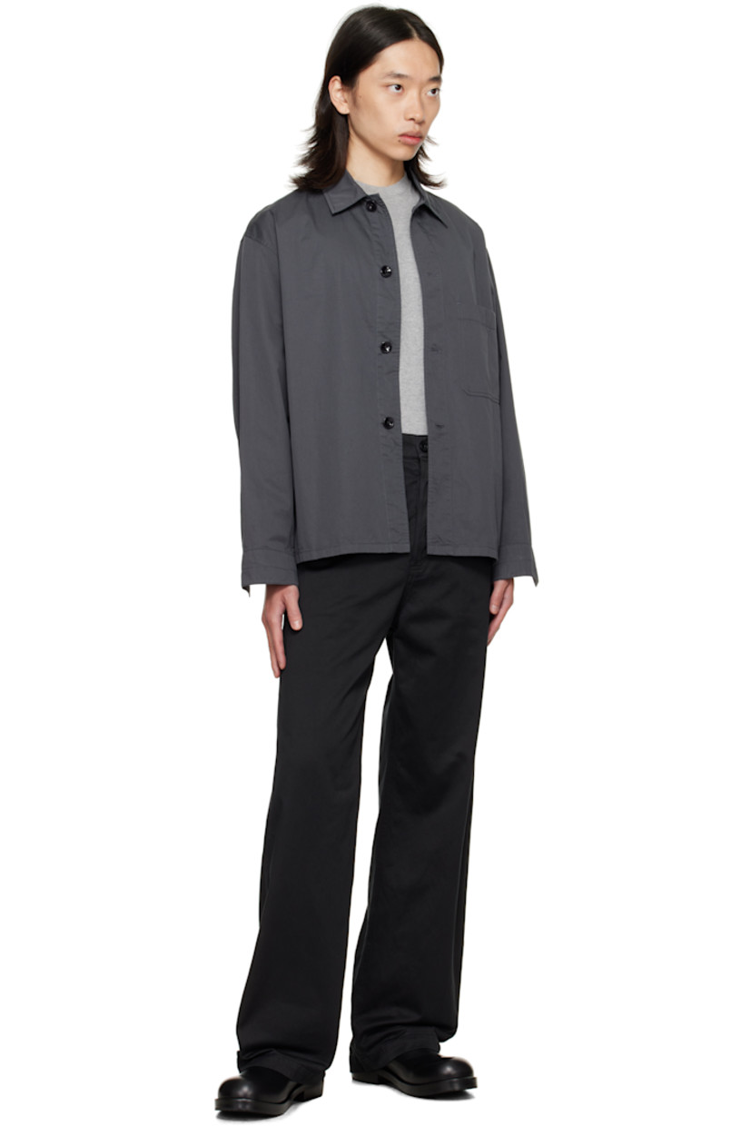 Cotton sateen trousers.

· Belt loops
· Five-pocket styling
· Button fly
· Patch pockets at back

Supplier color: Black