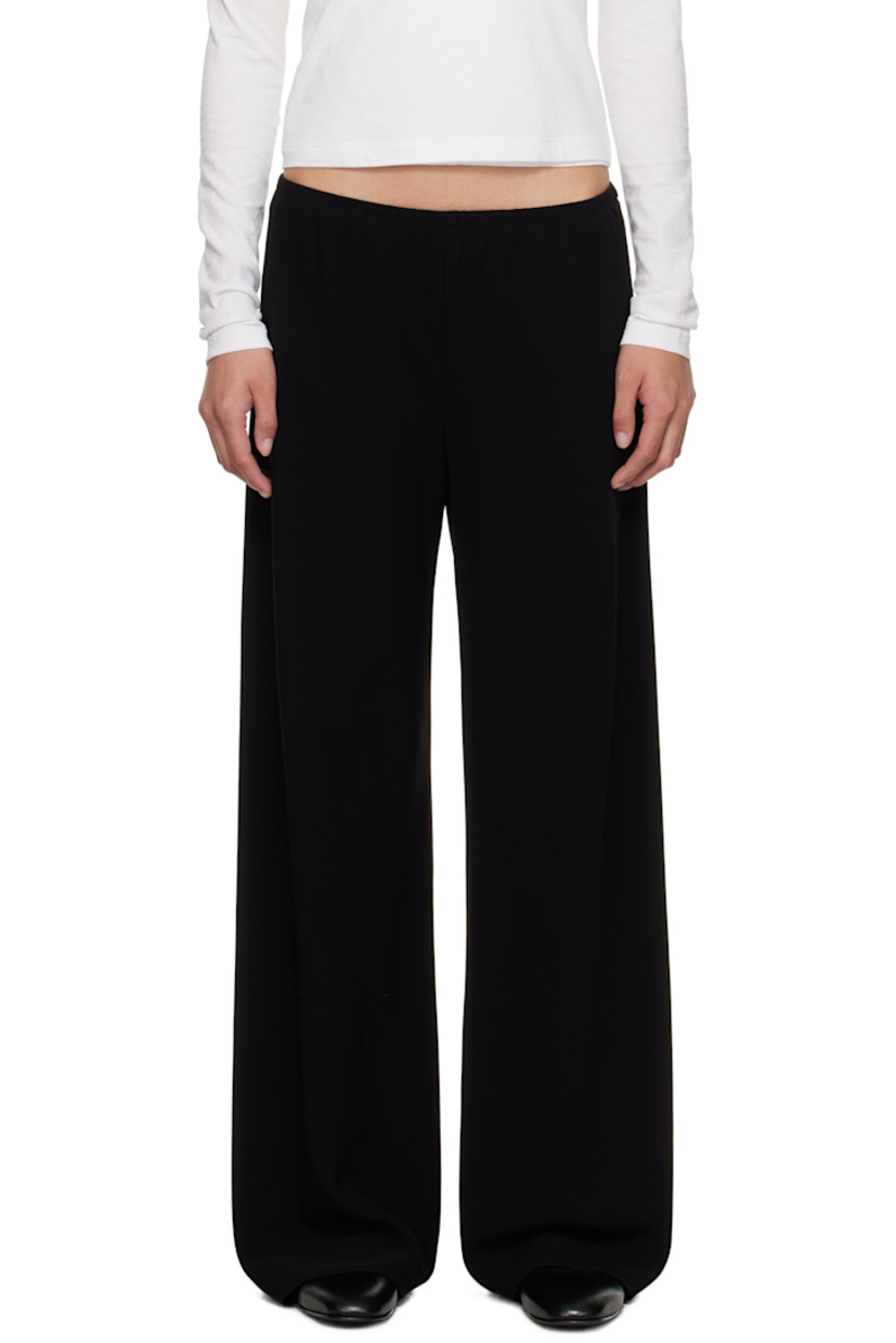 Double-faced cady trousers.

· Bias-cut 
· Wide-leg
· Elasticized waistband

Supplier color: Black