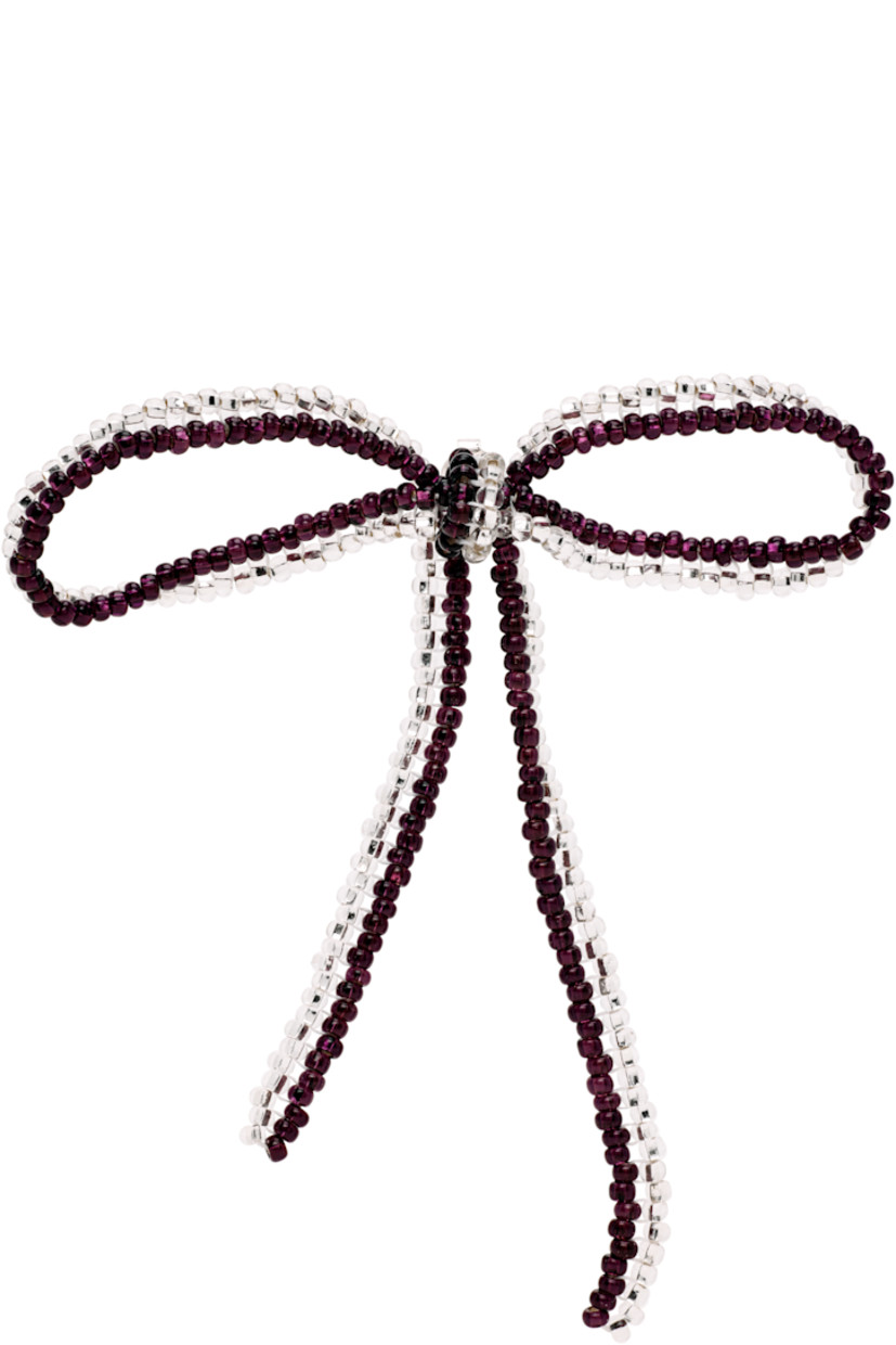 Single handcrafted beaded glass drop earring in purple.

· Sterling silver post-stud fastening
· H3" x W2.5"

Supplier color: Silver