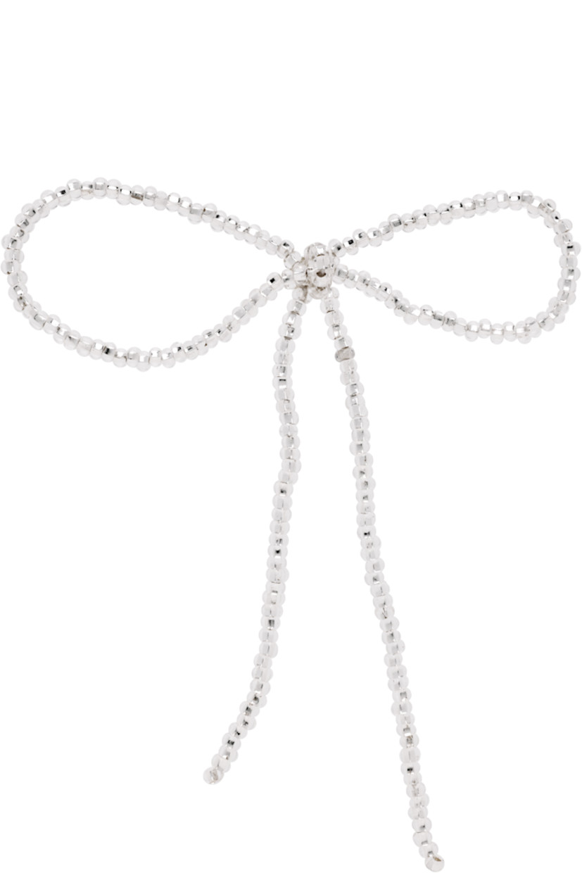 Single handcrafted beaded glass drop earring in silver tone.

· Sterling silver post-stud fastening
· H3" x W2.5"

Supplier color: Silver