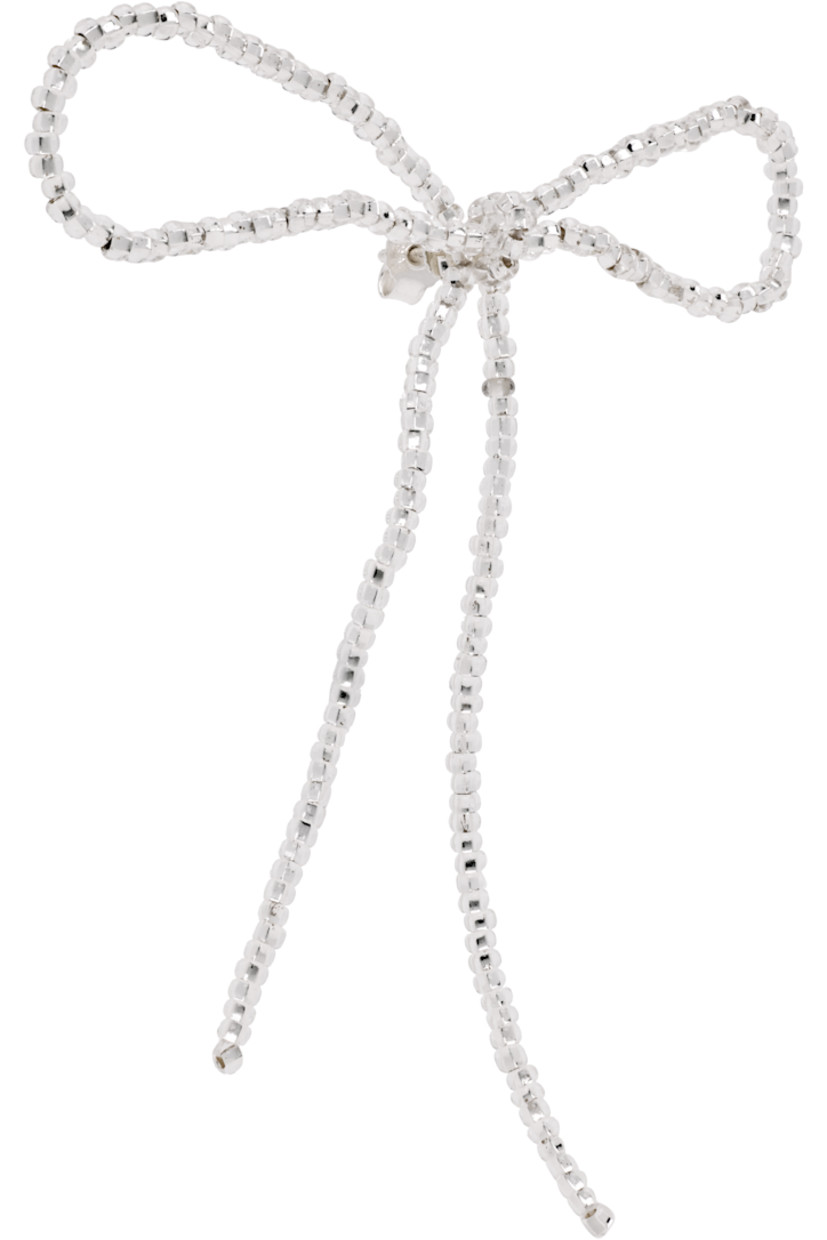 Single handcrafted beaded glass drop earring in silver tone.

· Sterling silver post-stud fastening
· H3" x W2.5"

Supplier color: Silver