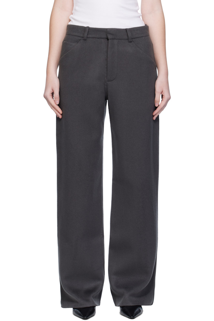 Handcrafted wool- and cashmere-blend felt trousers.

· Belt loops
· Five-pocket styling
· Zip fly

Supplier color: Grey