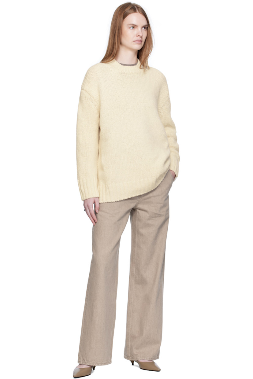 Knit wool- and cashmere-blend sweater.

· Rib-knit crewneck, hem, and cuffs
· Dropped shoulders

Supplier color: Ivory