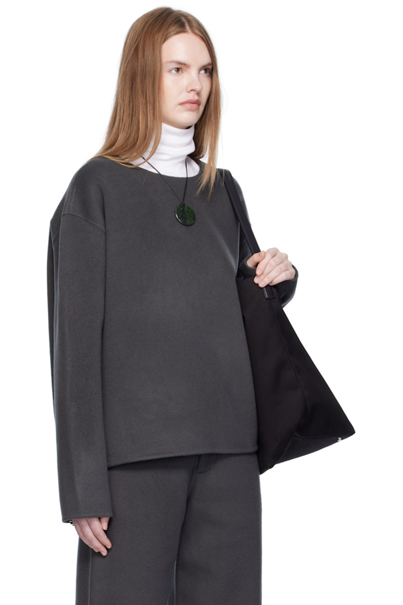 Handcrafted felted wool- and cashmere-blend top.

· Round neck
· Dropped shoulders
· Notch at back collar

Supplier color: Grey