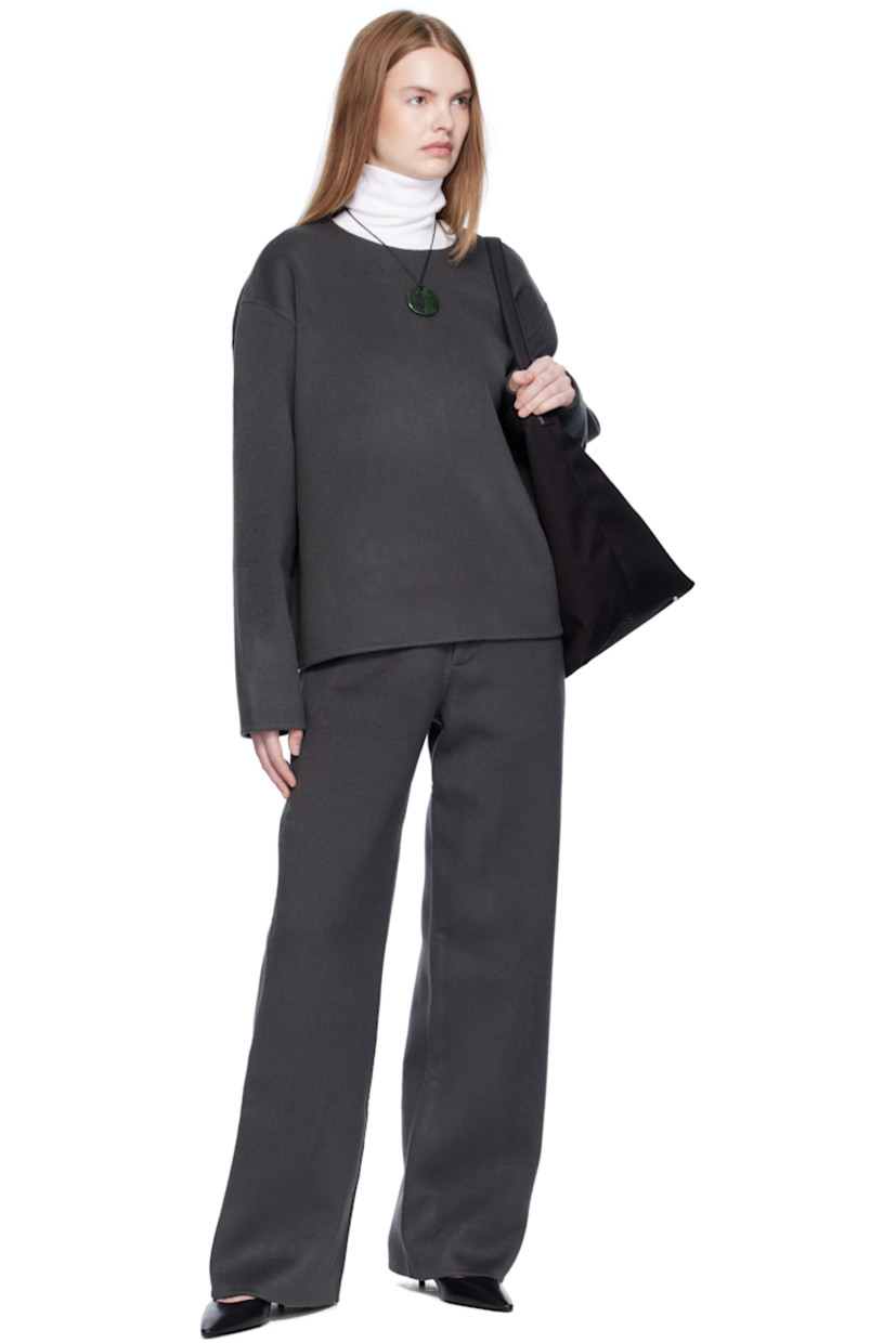 Handcrafted felted wool- and cashmere-blend top.

· Round neck
· Dropped shoulders
· Notch at back collar

Supplier color: Grey