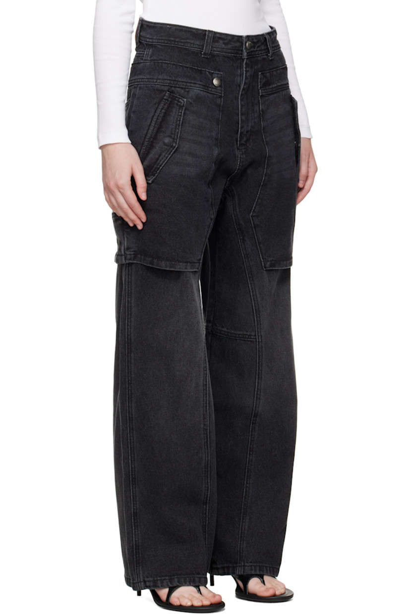 Non-stretch denim jeans.

· Layered and paneled construction
· Belt loops at waistband
· Four-pocket styling
· Zip fly
· Cargo pockets and hammer loop at outseam
· Leather logo patch at back waistband

Supplier color: Washed black
