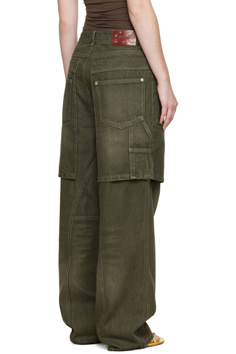 Non-stretch denim jeans.

· Layered and paneled construction
· Belt loops at waistband
· Four-pocket styling
· Zip fly
· Cargo pockets and hammer loop at outseam
· Leather logo patch at back waistband

Supplier color: Washed green