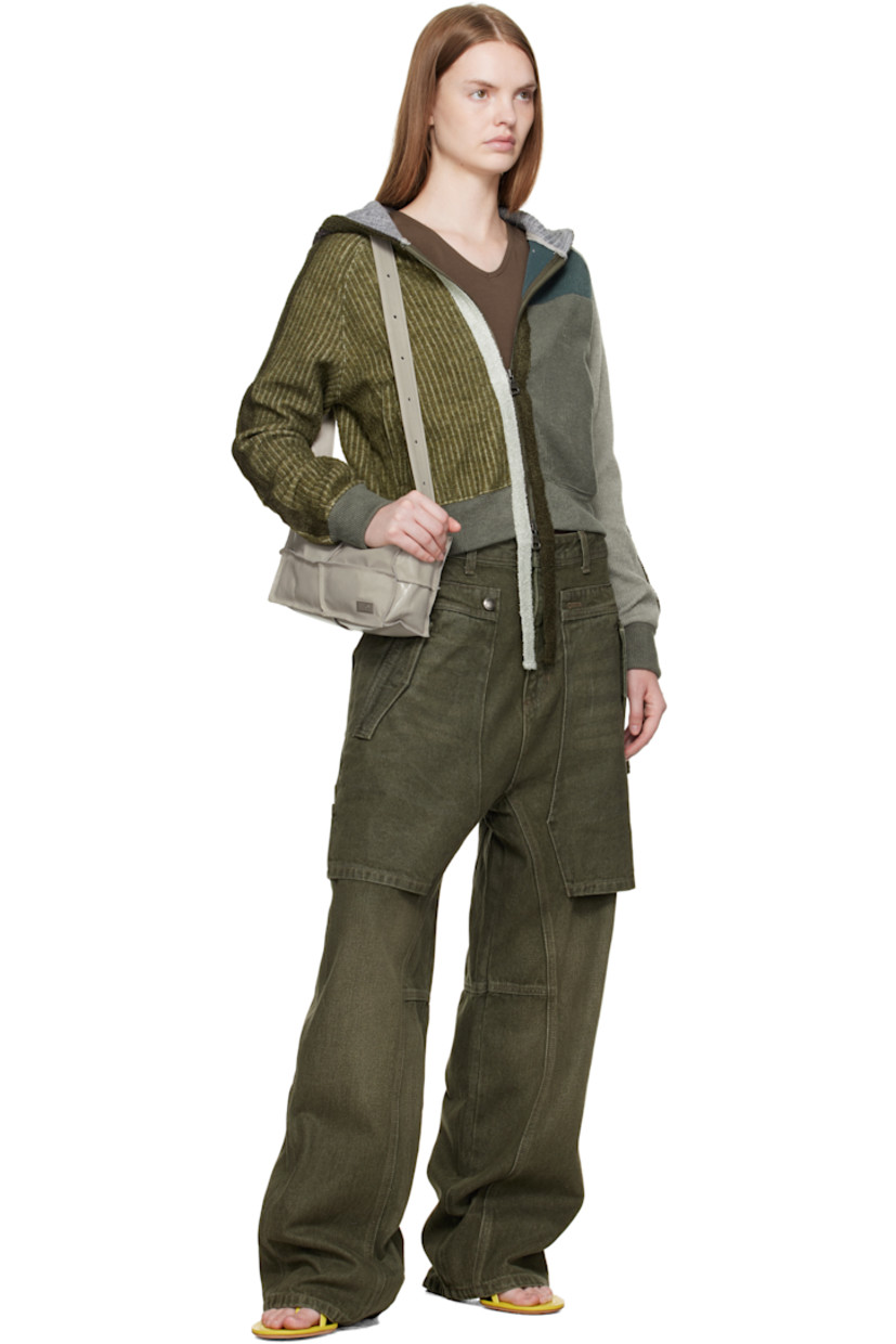 Non-stretch denim jeans.

· Layered and paneled construction
· Belt loops at waistband
· Four-pocket styling
· Zip fly
· Cargo pockets and hammer loop at outseam
· Leather logo patch at back waistband

Supplier color: Washed green