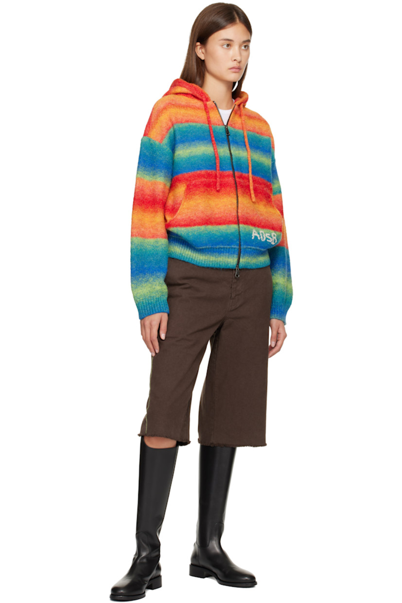 Knit stretch hoodie.

· Stripes throughout
· Drawstring at hood
· Two-way zip closure
· Patch pockets at front
· Logo embroidered at front
· Rib-knit hem and cuffs
· Dropped shoulders

Supplier color: Multi