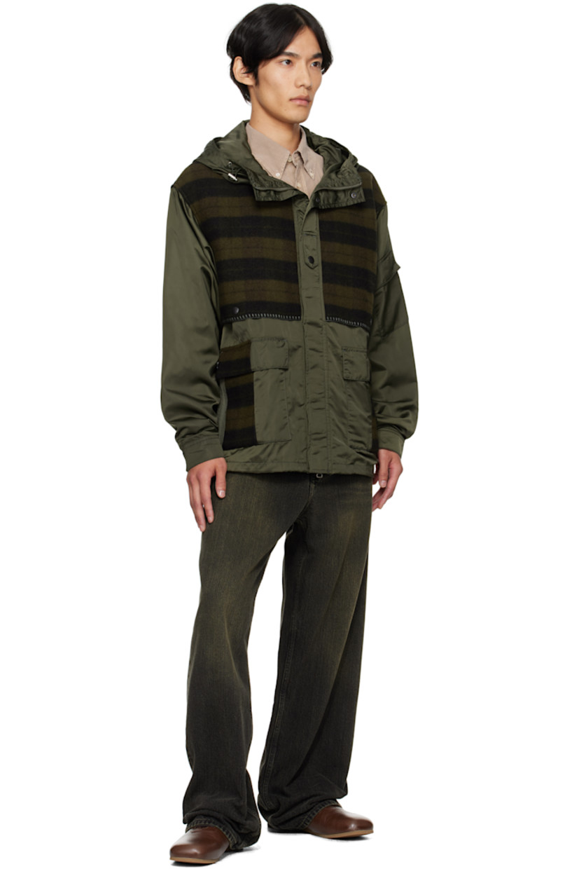 Taffeta and wool-blend melton jacket.

· Check pattern throughout
· Paneled construction
· Bungee-style drawstring at hood
· Stand collar
· Two-way zip closure with press-stud placket
· Storm flap with blanket stitching at front and back
· Flap and zip pockets at front
· Bungee-style drawstring at hem
· Press-stud barrel cuffs
· Welt pocket at interior
· Full twill lining

Supplier color: Khaki