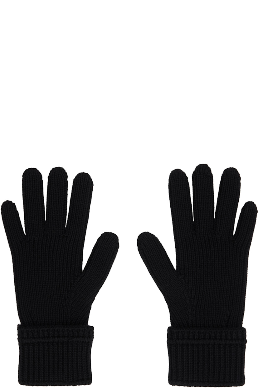 Pair of knit wool-blend gloves. 

· Bouclé logo patch at top
· Rib-knit cuffs

Supplier color: Black