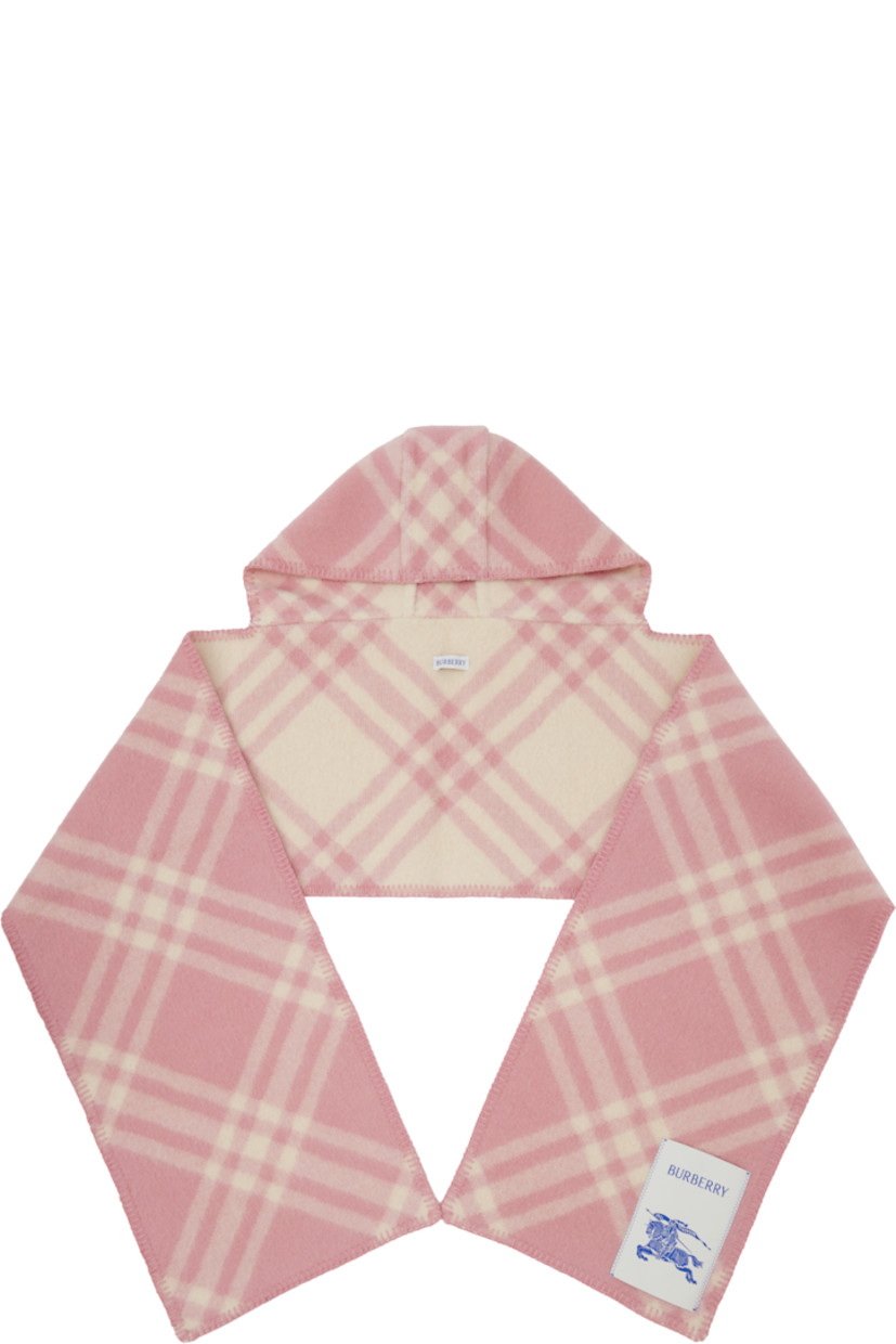 Rectangular wool flannel scarf.

· Check pattern throughout
�· Blanket stitching at edges
· Hood at length
· Logo patch at face
· L76.5" x W11.75"

Supplier color: Sugar