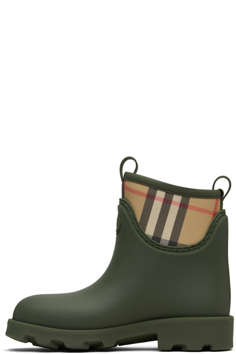 Ankle-high rubber and twill boots. 

· Rubber logo patch at vamp
· Pull-loops and signature check pattern at collar 
· Textured rubber midsole 
· Treaded rubber sole 

Supplier color: Loch
