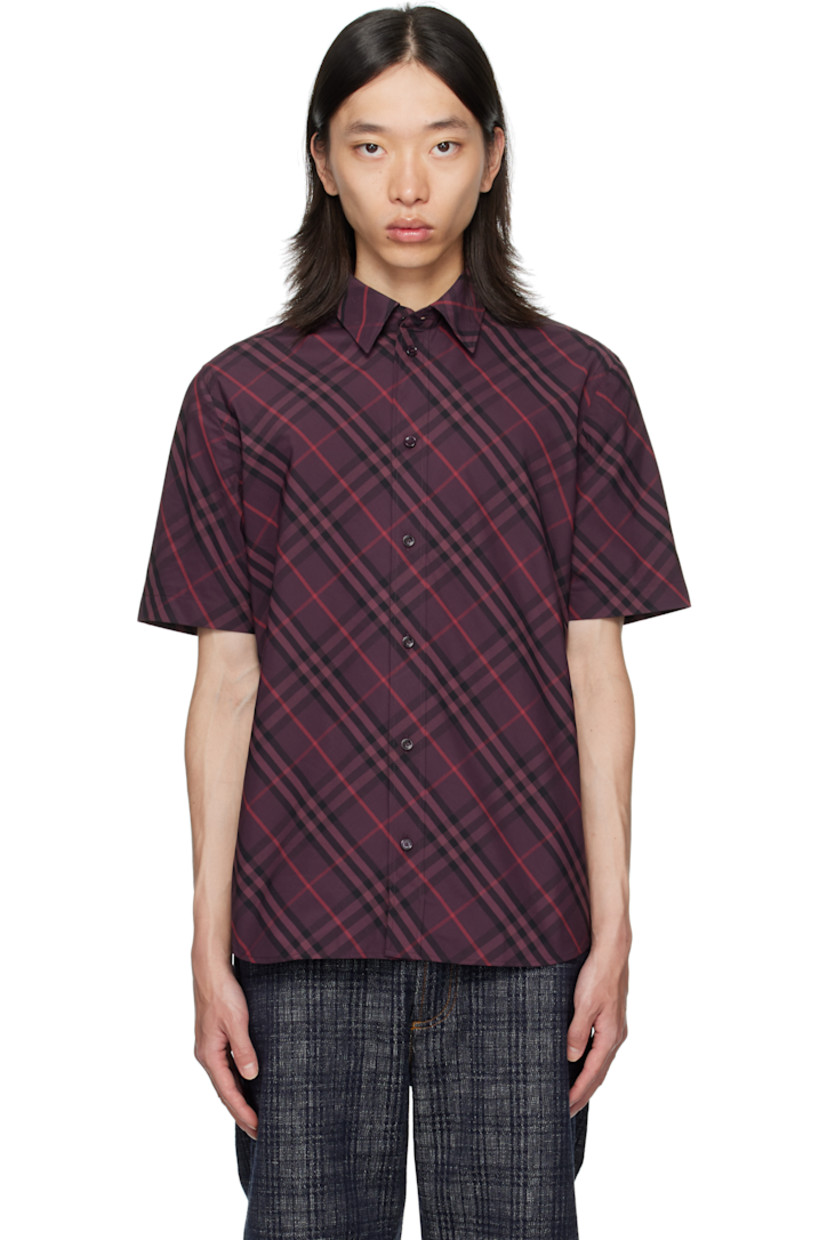 Cotton poplin shirt.

· Check pattern throughout
· Spread collar
· Button closure
�· Shirttail hem
· Box pleat at back yoke

Supplier color: Rubus ip check
