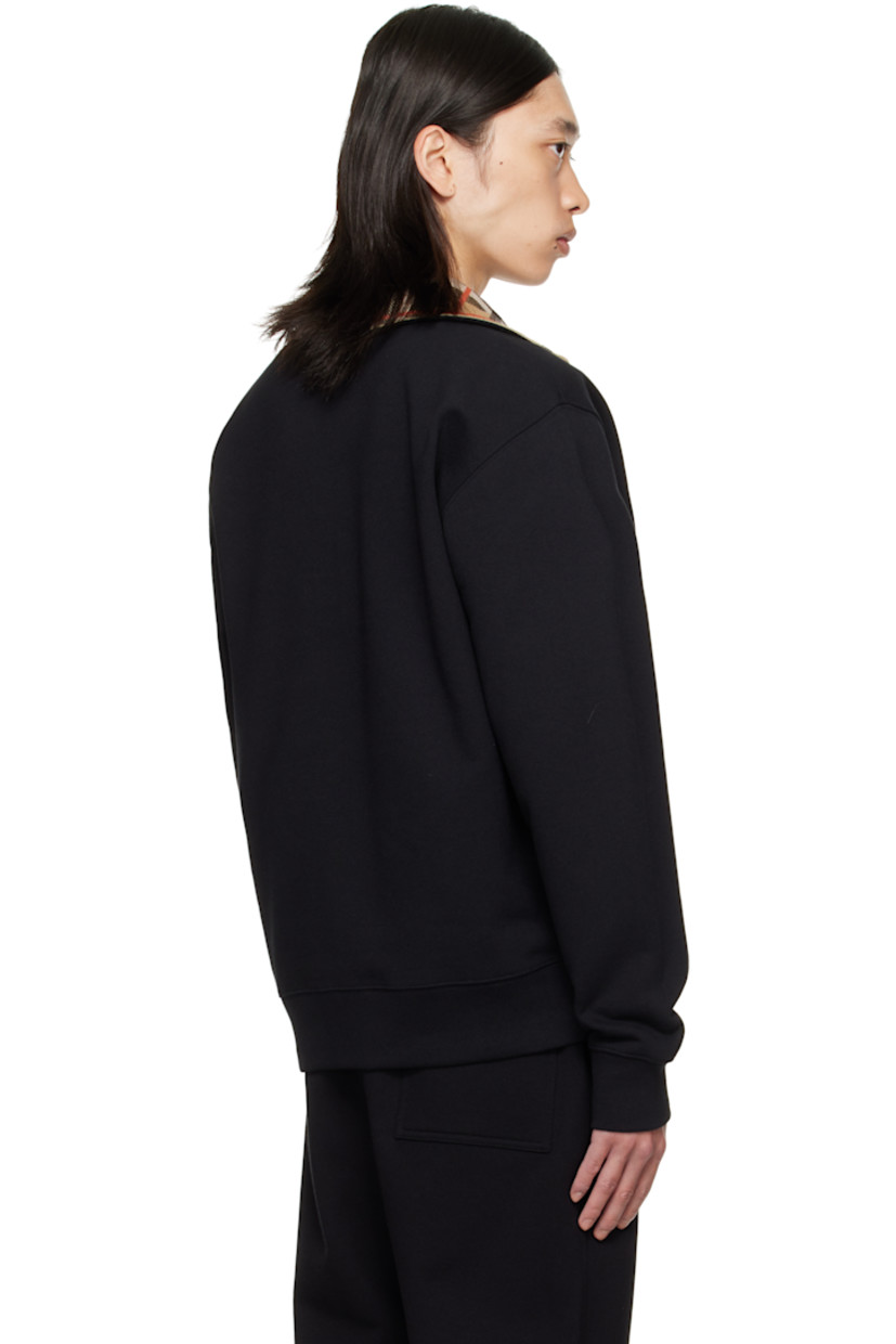 Heavyweight thermal cotton terry sweatshirt.

· Rib-knit stand collar with concealed check pattern
· Half-zip closure
· Embroidered logo at chest
· Rib-knit cuffs and hem

Supplier color: Black