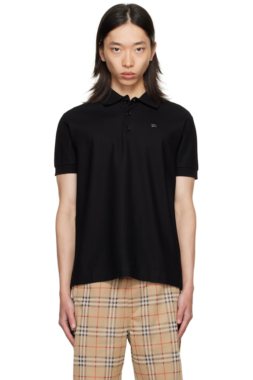 Cotton piqué polo.

· Rib-knit spread collar and cuffs
· Three-button placket
· Logo hardware at chest
�· Tennis-tail hem

Supplier color: Black