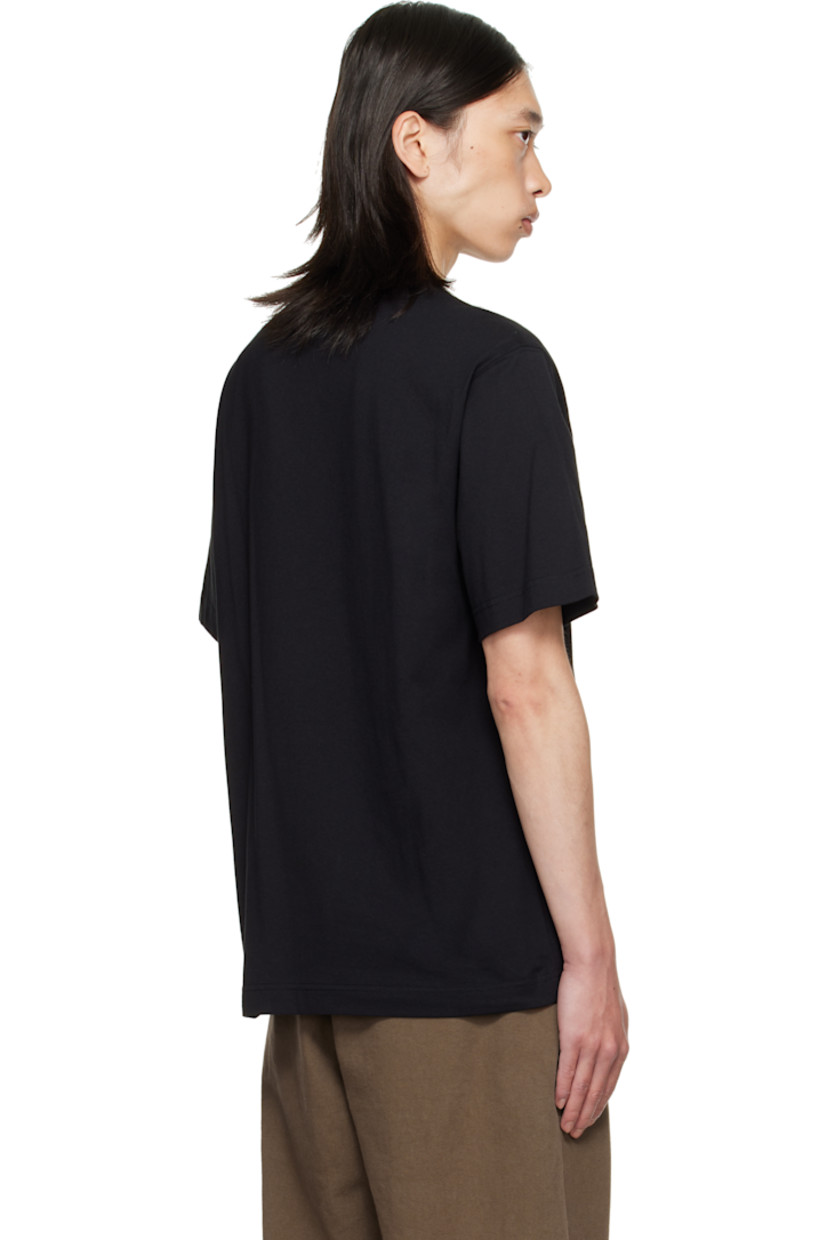 Cotton jersey T-shirt. Check pattern at rib-knit crewneck.

Supplier color: Black
