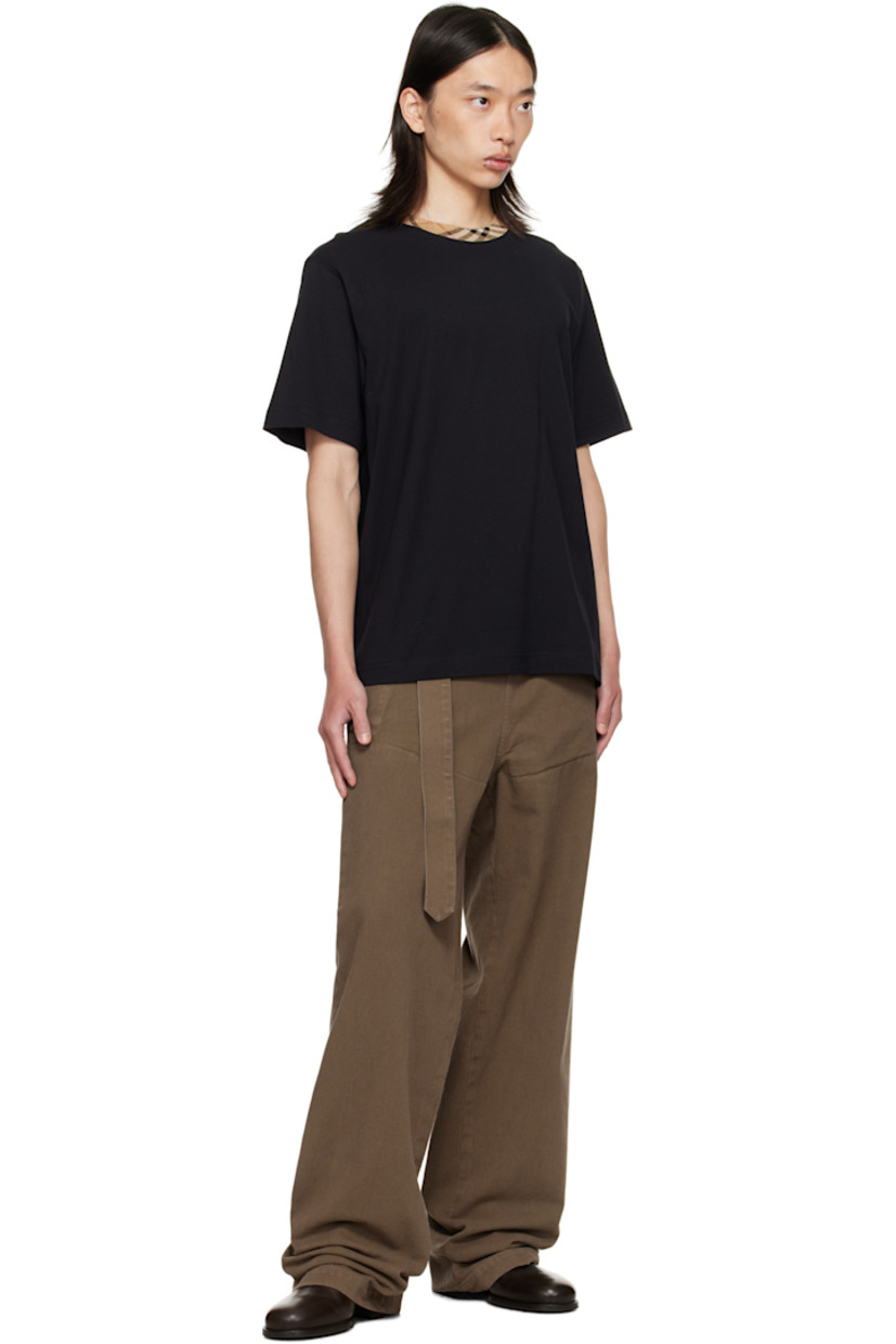 Cotton jersey T-shirt. Check pattern at rib-knit crewneck.

Supplier color: Black