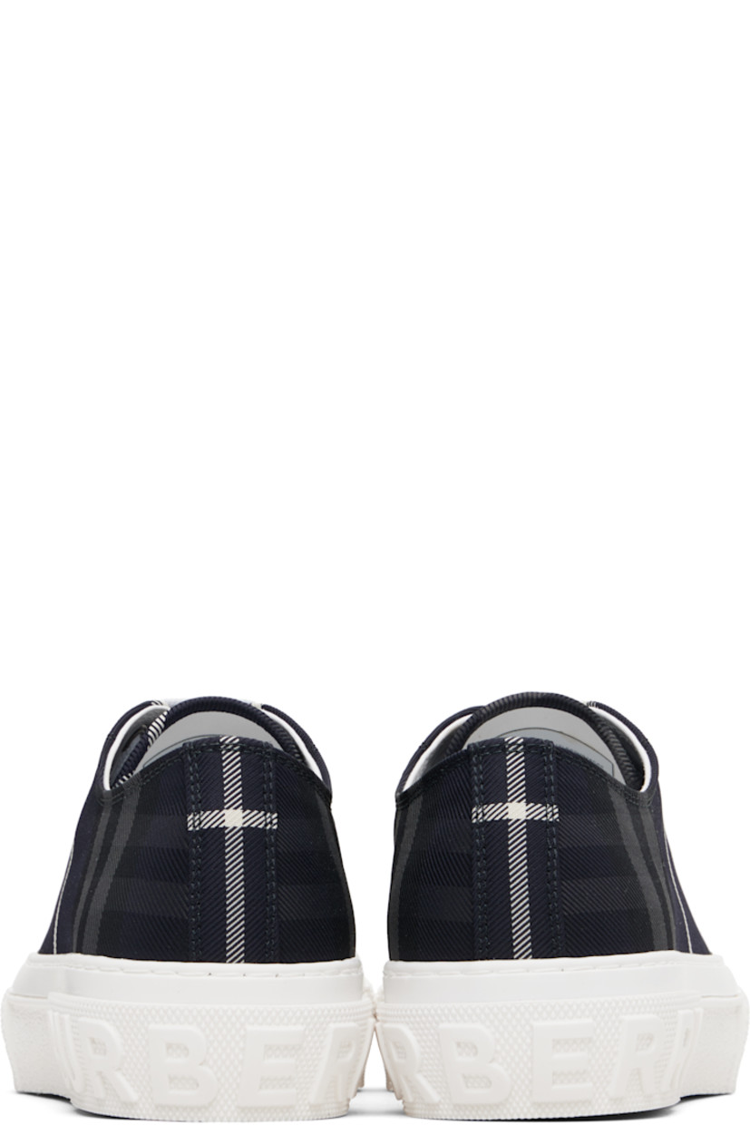 Low-top twill sneakers.

· Signature check pattern throughout 
· Rubber cap toe 
· Lace-up closure
· Logo printed at tongue
· Twill lining
· Logo-embossed textured rubber midsole
· Treaded rubber sole

Supplier color: Storm ip check