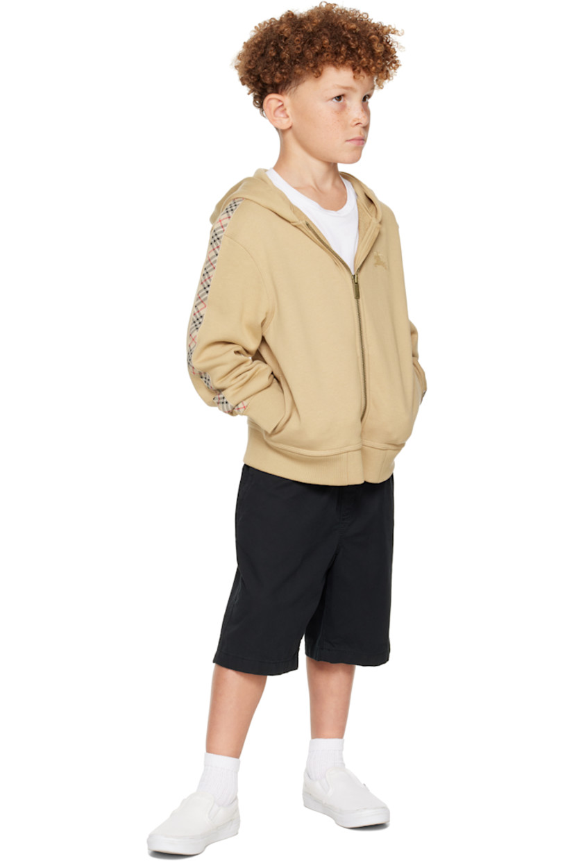 French terry hoodie.

· Zip closure
· Logo graphic embroidered at chest
· Seam pockets at waist
· Rib-knit hem and cuffs
· Webbing trim with check pattern at sleeves
· Machine-wash

Supplier color: Sand IP check/Sand

Model measures 48.5" / 123.2 cm tall and wears size 6Y.

Burberry Size: child's height 
3Y: 38.5" / 98 cm 
4Y: 41" / 104 cm 
6Y: 45.5" / 115.5 cm 
8Y: 50.4" / 128 cm 
10Y: 55.1" / 140 cm 
12Y: 59.9" / 152 cm 
14Y: 64.6" / 164 cm