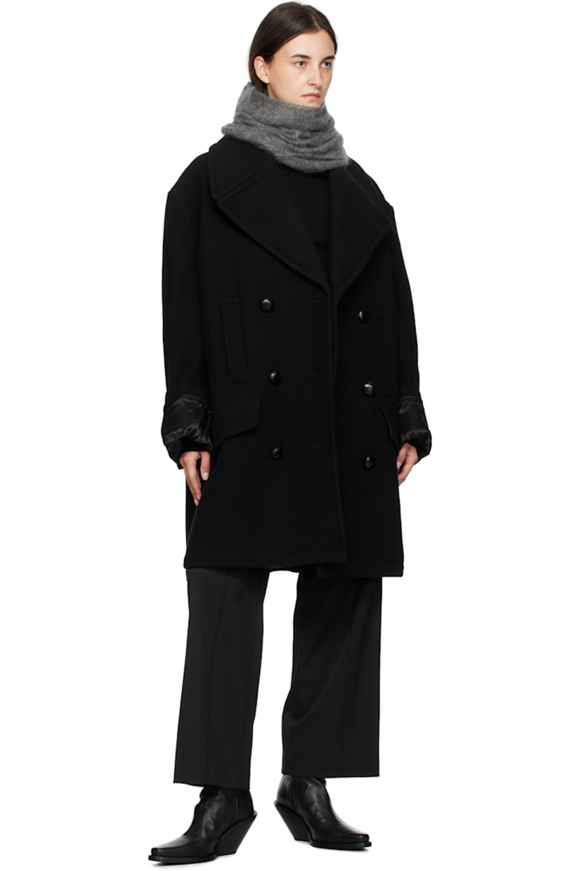 Brushed knit mohair- and silk-blend collar. 

· Self-tie drawstring at face
· L23" x W12.5"

Supplier color: Grey melange