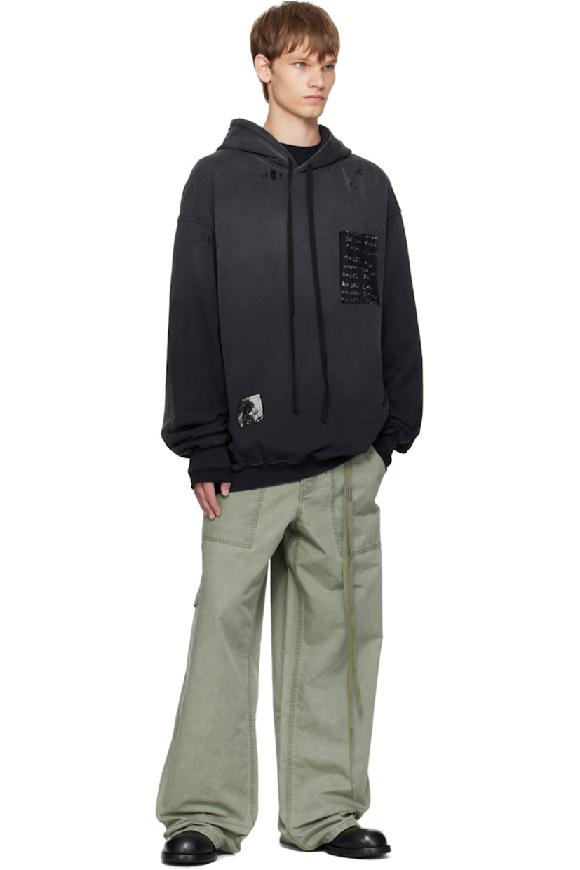 Cotton canvas cargo pants.

· Fading throughout
· Wide-leg
· Belt loops
· Five-pocket styling
· Button fly
· Detachable ribbon with logo plaque at waist
· Flap pocket at outseam
· Cinch strap at back

Supplier color: Sage