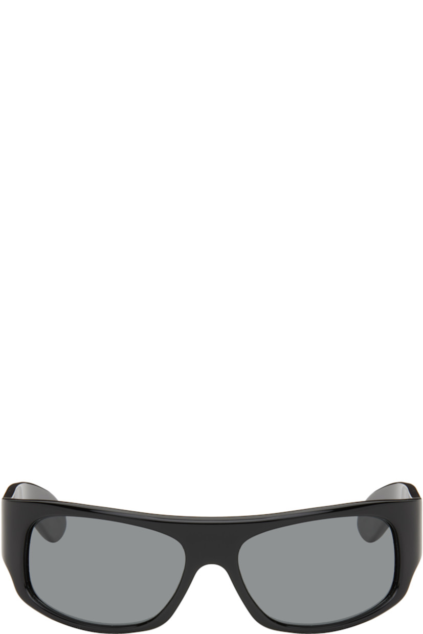 Handcrafted wraparound acrylic-frame sunglasses in black.

· Gray lenses
· Integrated nose pads
· Logo etched at temples 
· Includes pouch
· Size: 62.17 125

Supplier color: Black