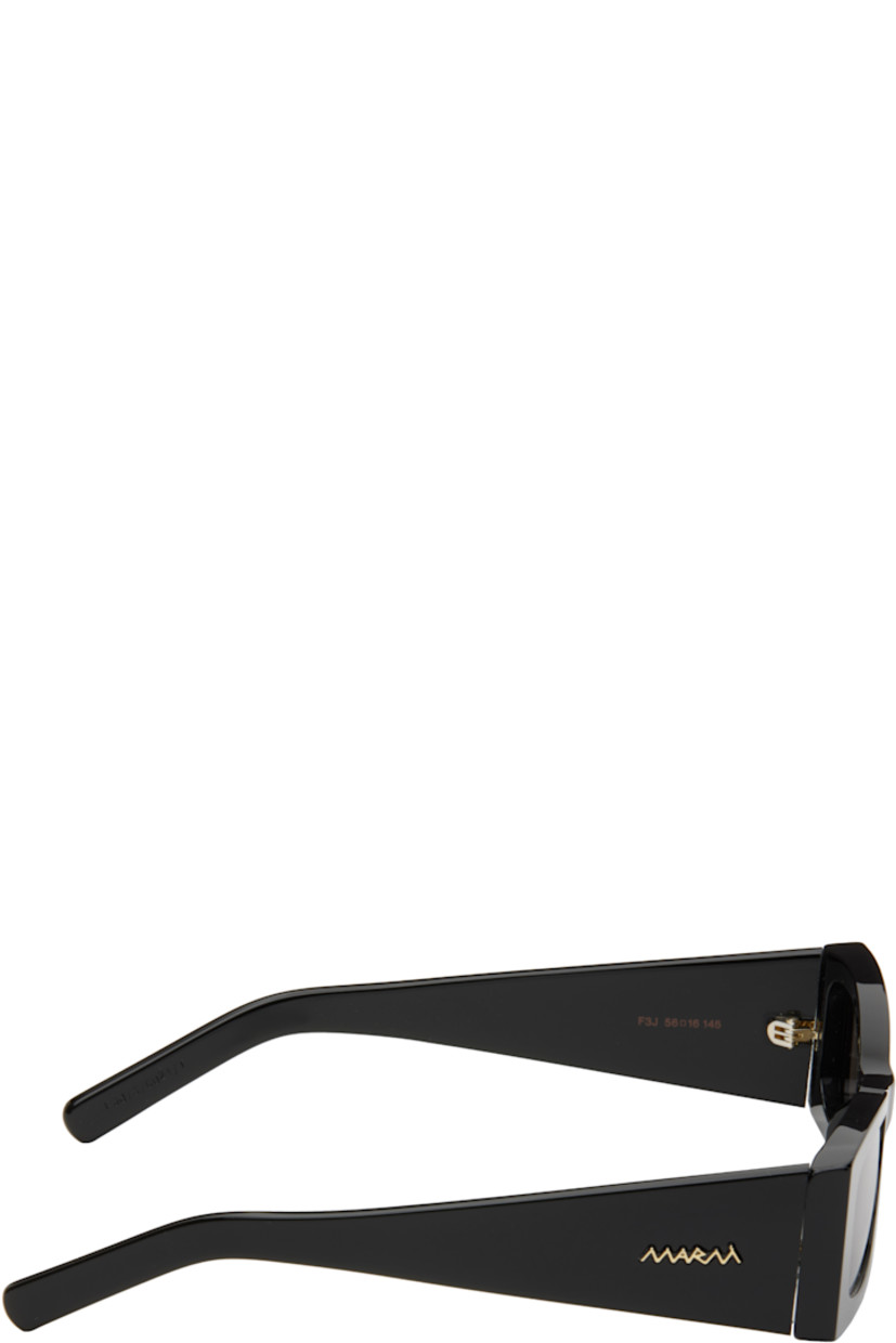 Handcrafted rectangular acetate-frame sunglasses in black.

· Gray lenses
· 100% UV protection, category 3
· Integrated nose pads
· Gold-tone logo hardware at temples
· Includes pouch
· Size: 56.16 145

Supplier color: Black